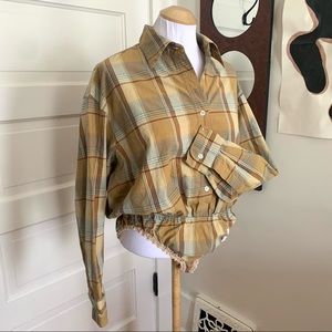 Plaid Button-down Bodysuit